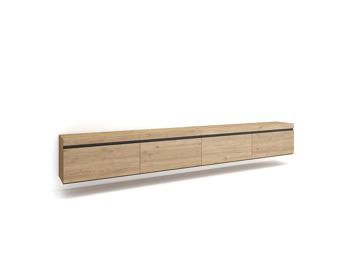 TV-Meubel, Lowboard, 320x35x45cm, Groot formaat TV, Hangend, Eiken
