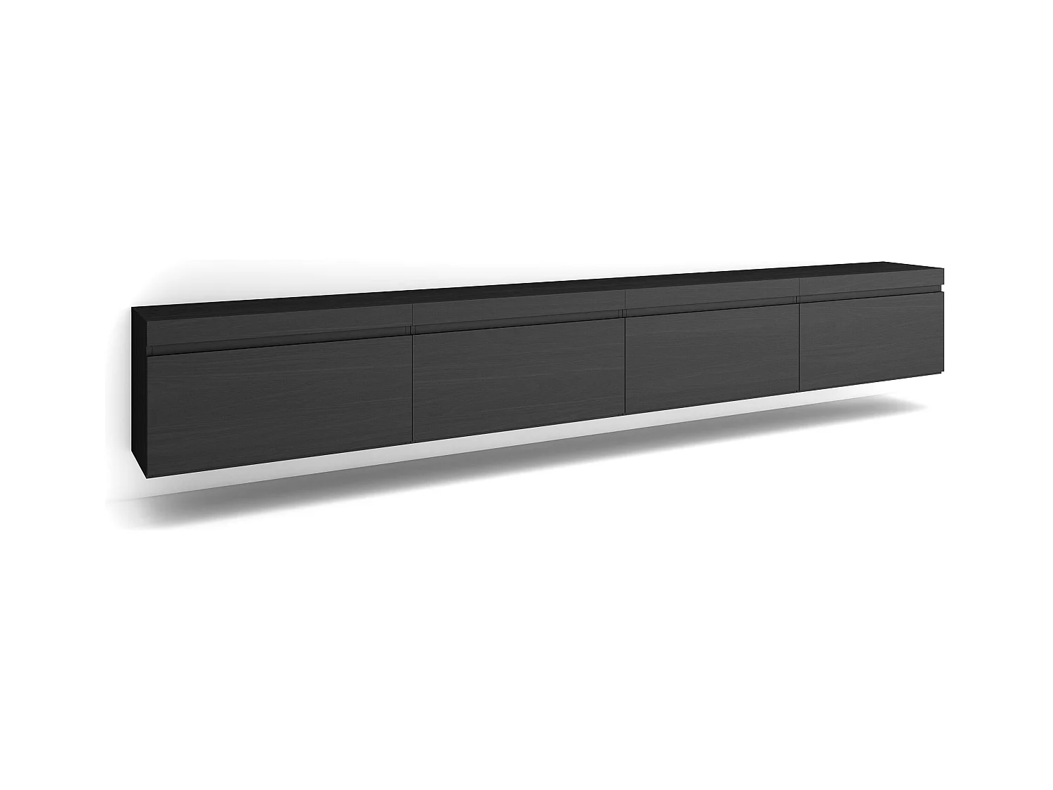 Meuble TV, Banc Télé, 320x35x45 cm, TV grand format, Suspendu, Mural, Noir