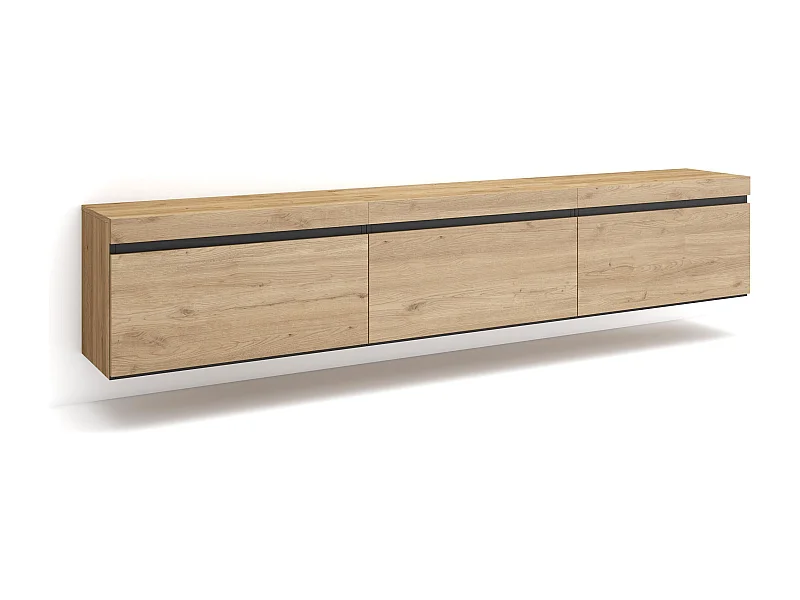 TV-Schrank, Lowboard, 240x35x45cm, Hängend, Eiche