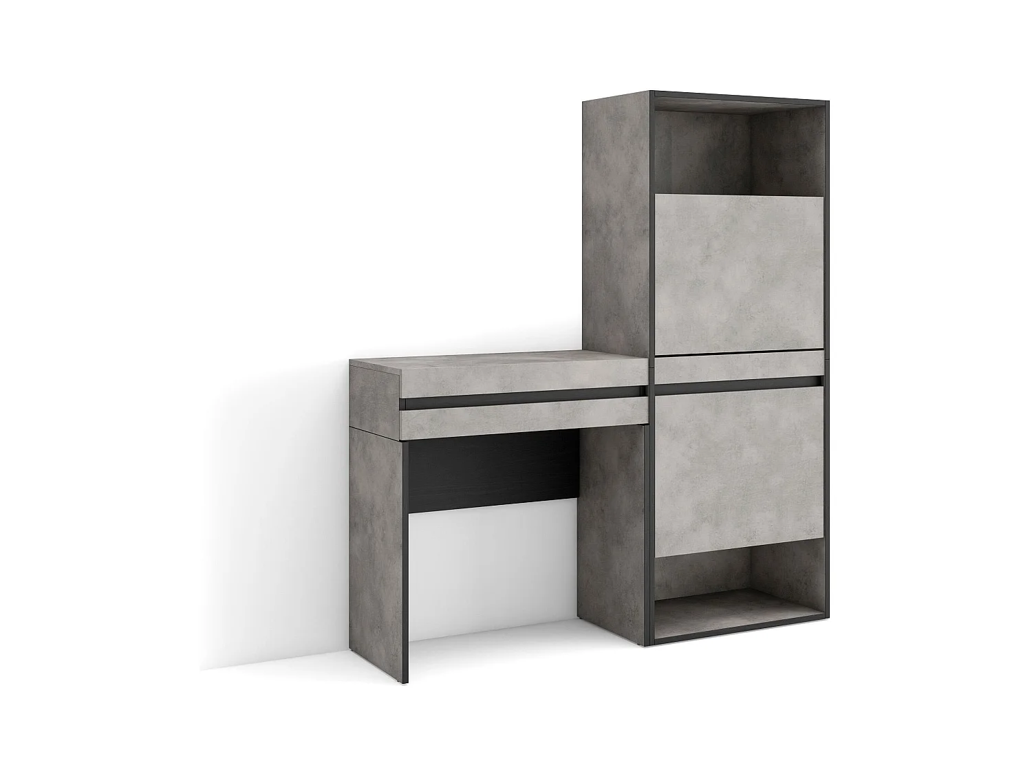 Consoletafel, haltafel, 130x35x145cm, Voor hal en entree, Schoenenkast, Cement
