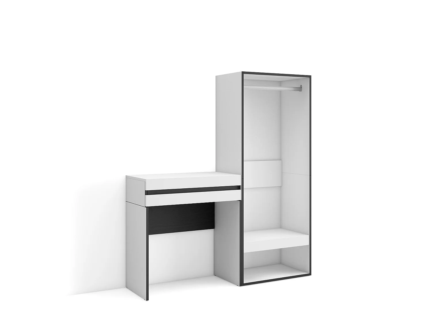 Consolle Ingresso, 130x35x145cm, Con cassetto, Armadio Aperto, Bianco