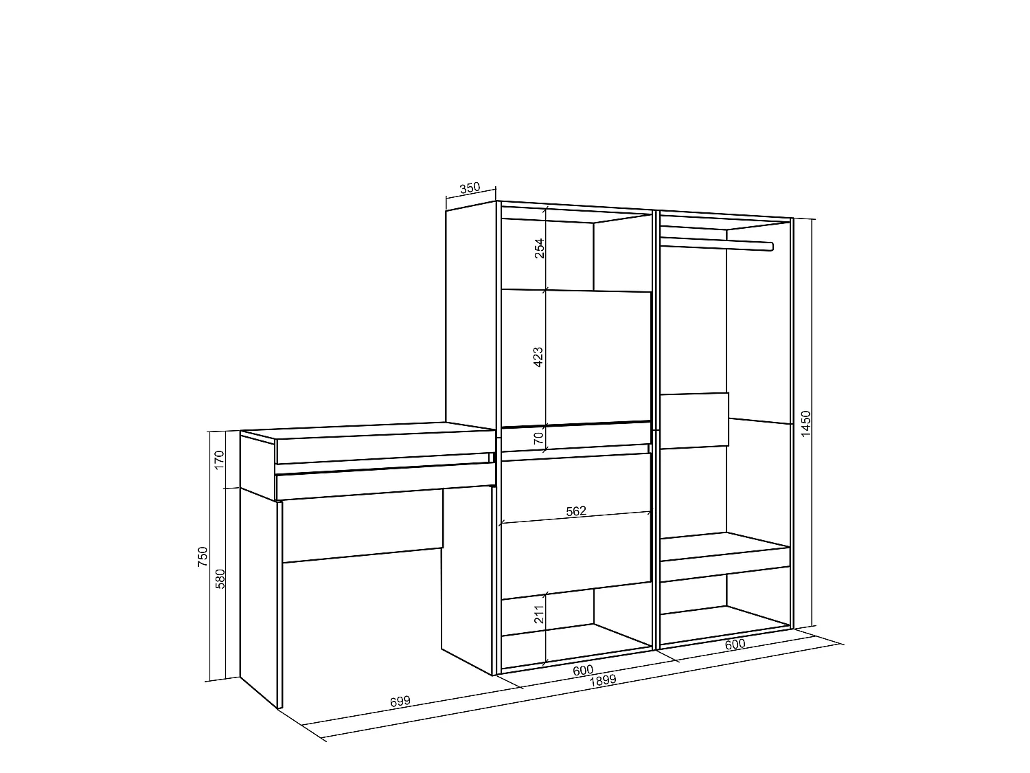 Consoletafel, haltafel, 190x35x145cm, Voor hal en entree, Schoenenkast, Open Kledingkast, Cement