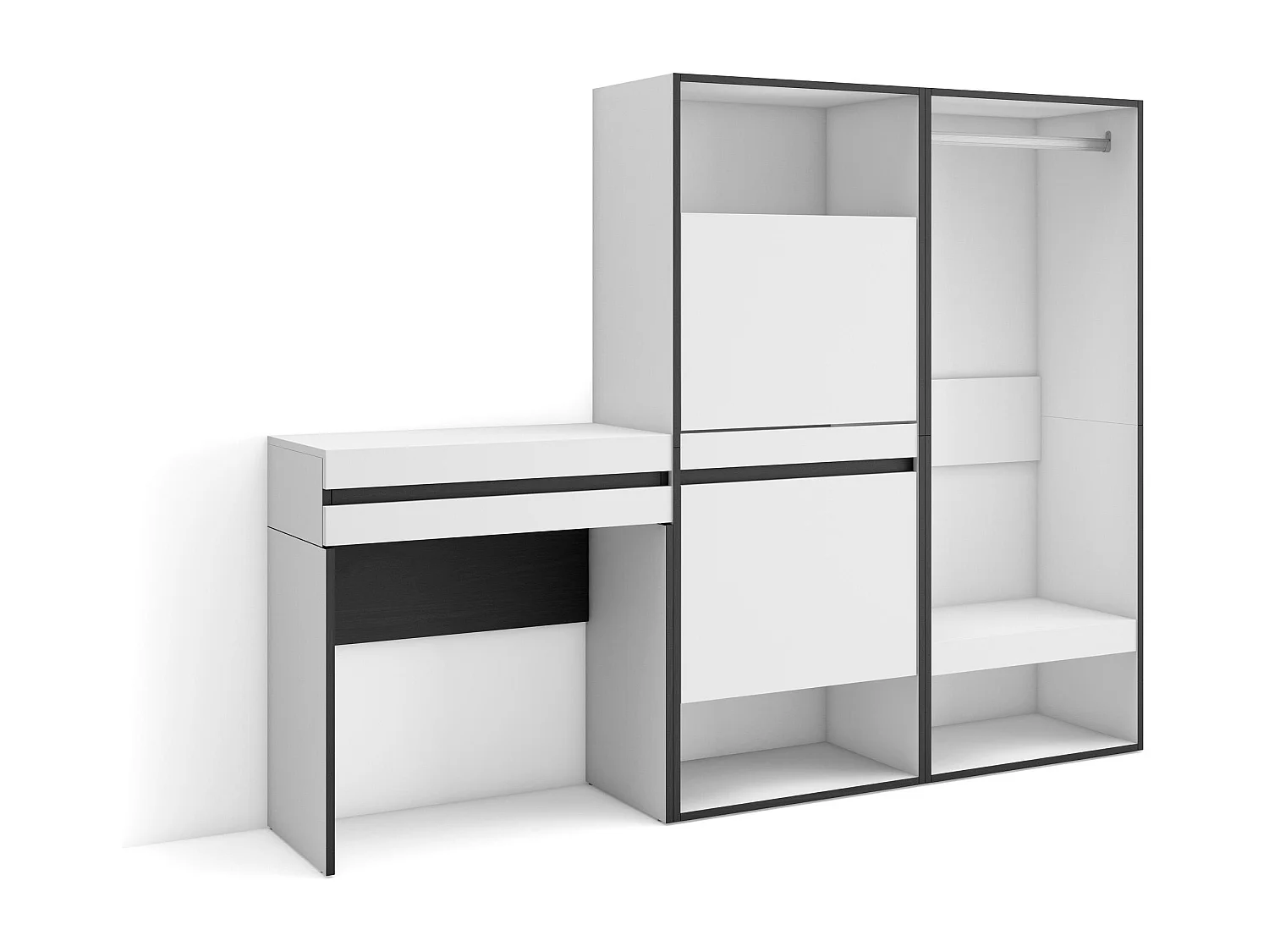 Table Console d'Entrée, 190x35x145 cm, Avec tiroir, Meuble à Chaussures, Vestiaire ouvert, Blanc