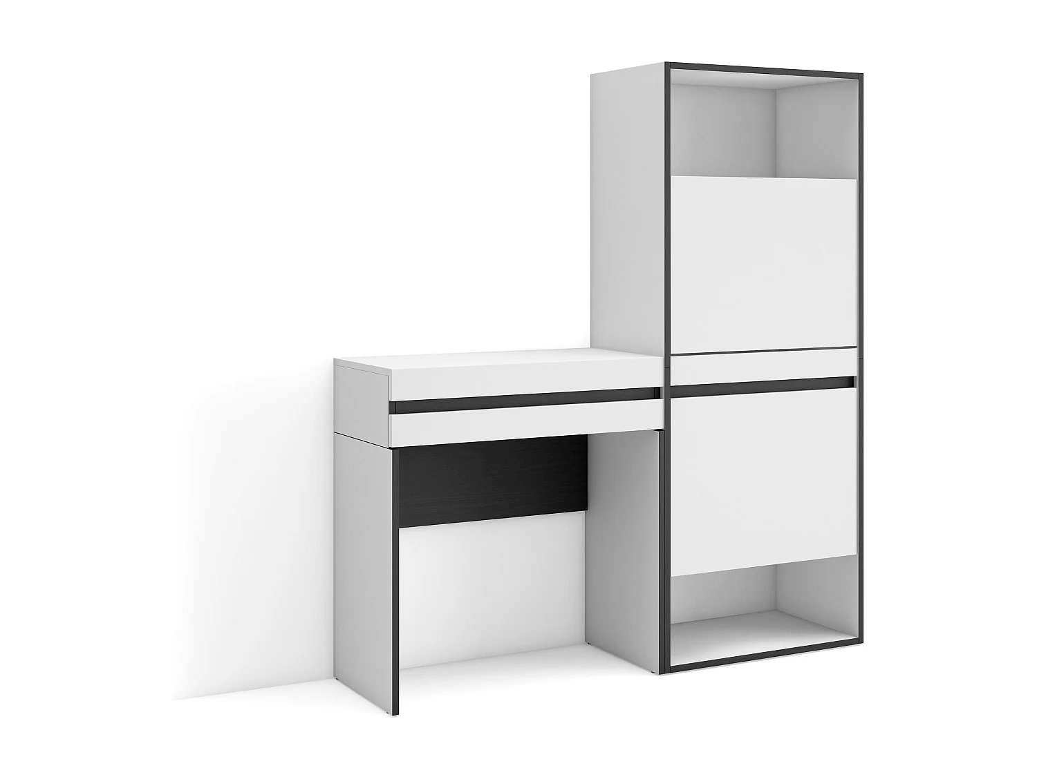 Table Console d'Entrée, 130x35x145 cm, Avec tiroir, Meuble à Chaussures, Blanc