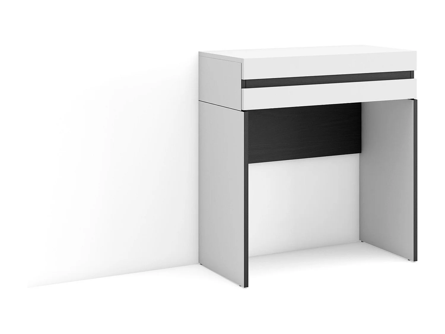 Table console d'entrée, 70x35x75cm, avec tiroir, Meuble d'appoint, Blanc