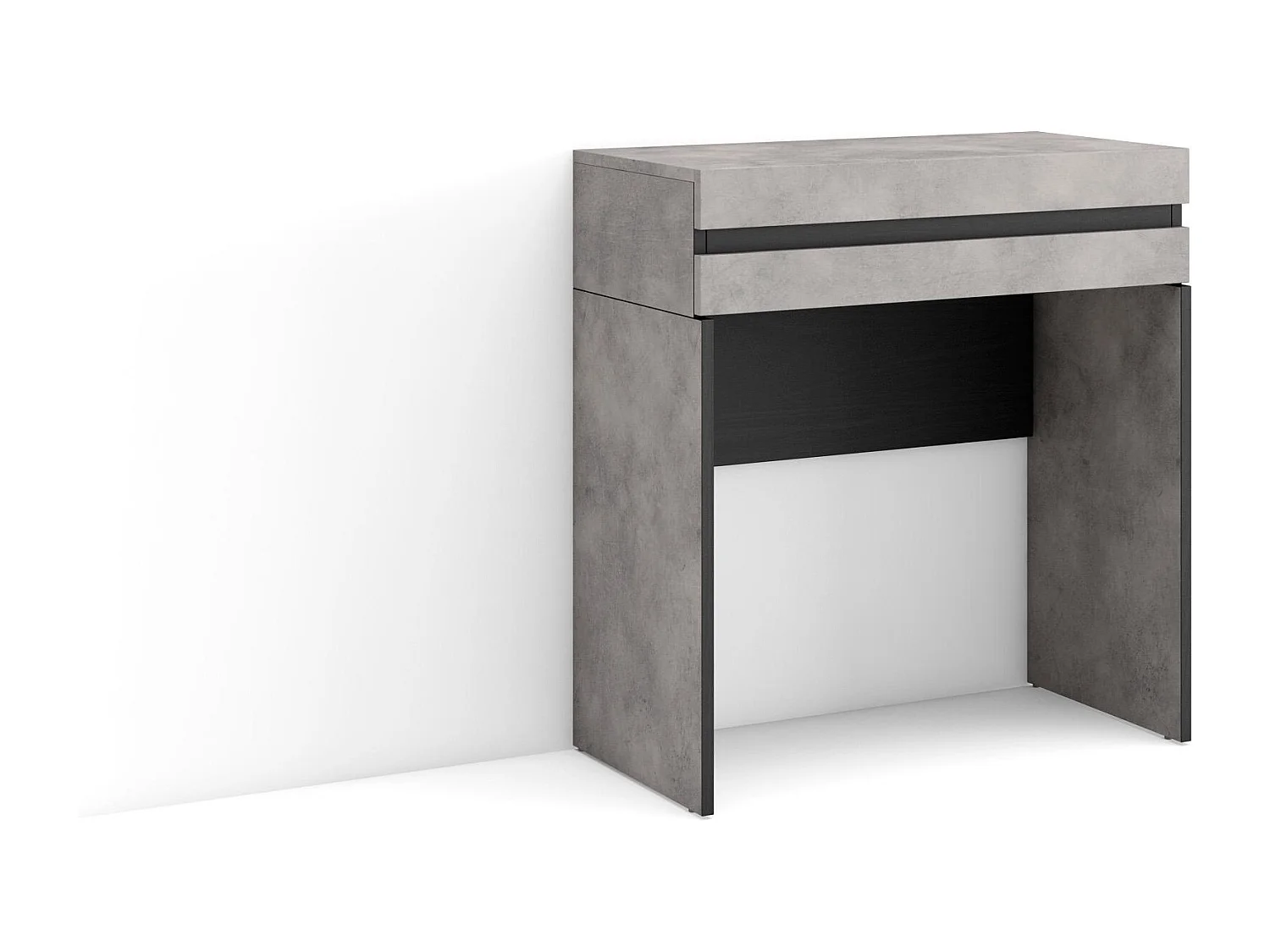 Mesa consola de entrada, 70x35x75cm, Com gaveta, Com Armazenamento, Cimento