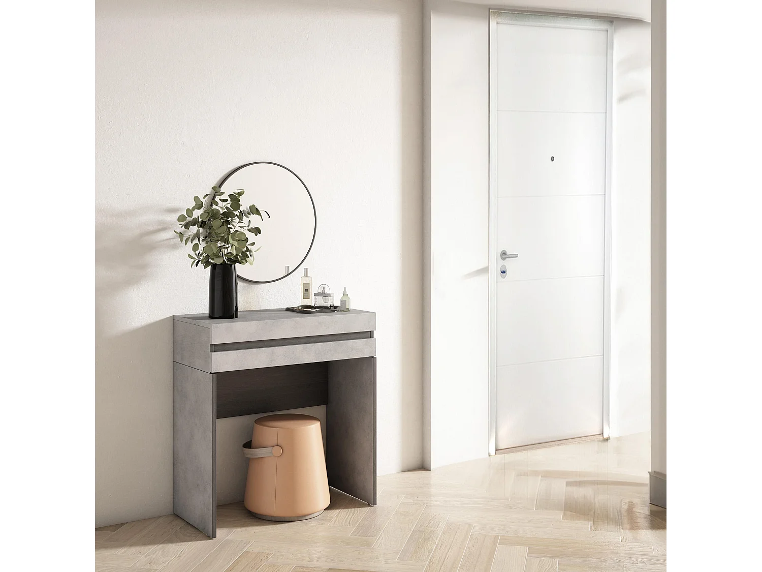 Konsolentisch, Flurtisch, 70x35x75cm, mit Schublade, Eingangstisch, Zement