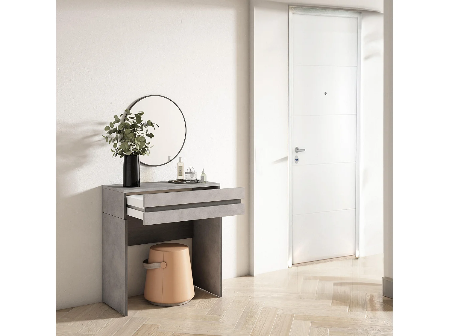 Konsolentisch, Flurtisch, 70x35x75cm, mit Schublade, Eingangstisch, Zement