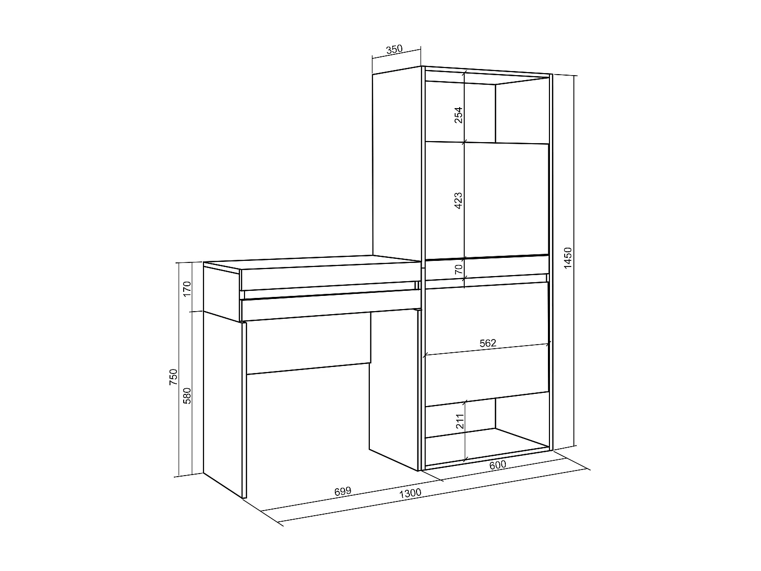Consoletafel, haltafel, 130x35x145cm, Voor hal en entree, Schoenenkast, Eiken