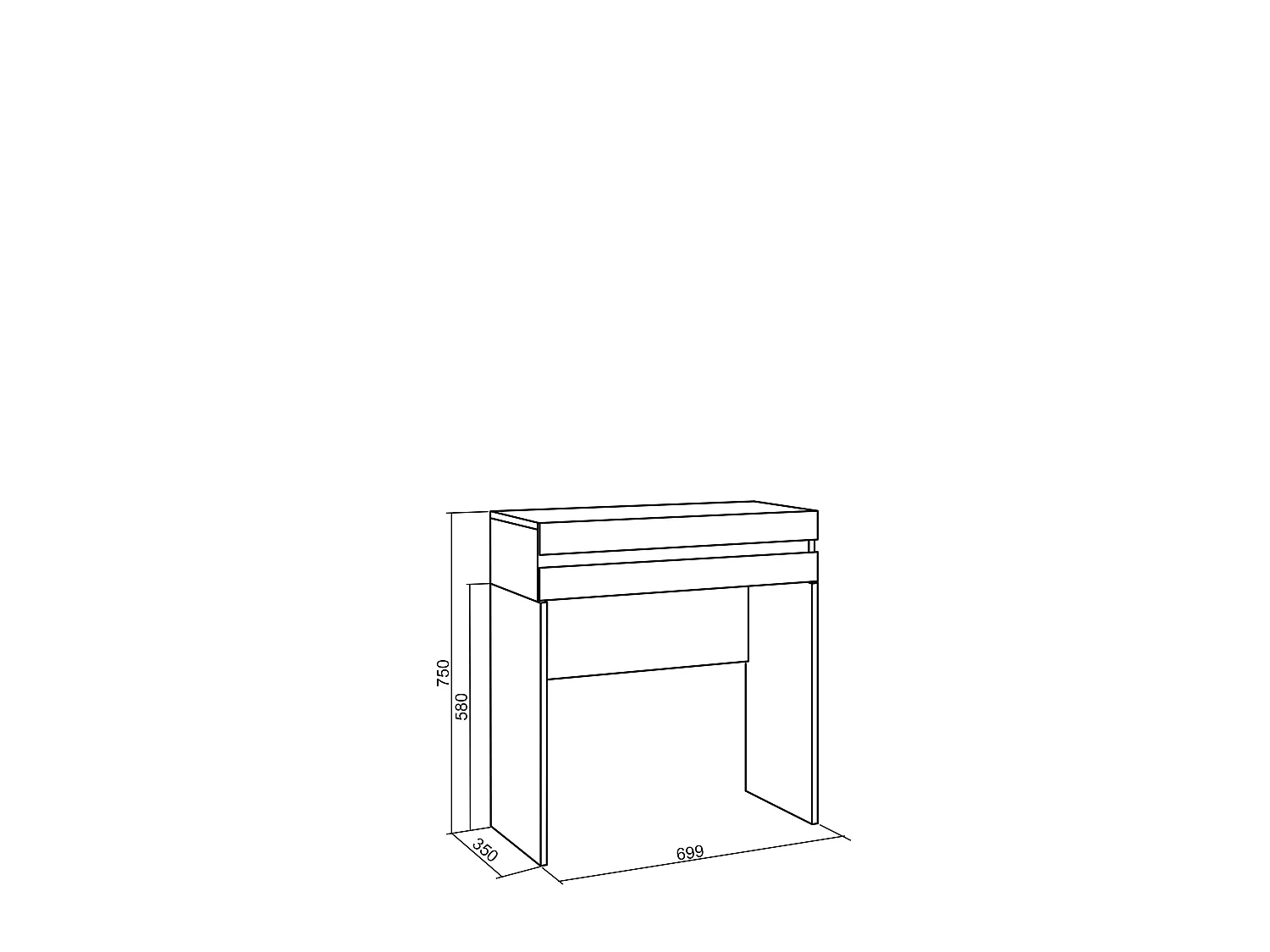 Consoletafel, haltafel, 70x35x75cm, Voor hal en entree, Bijzettafel, Eiken