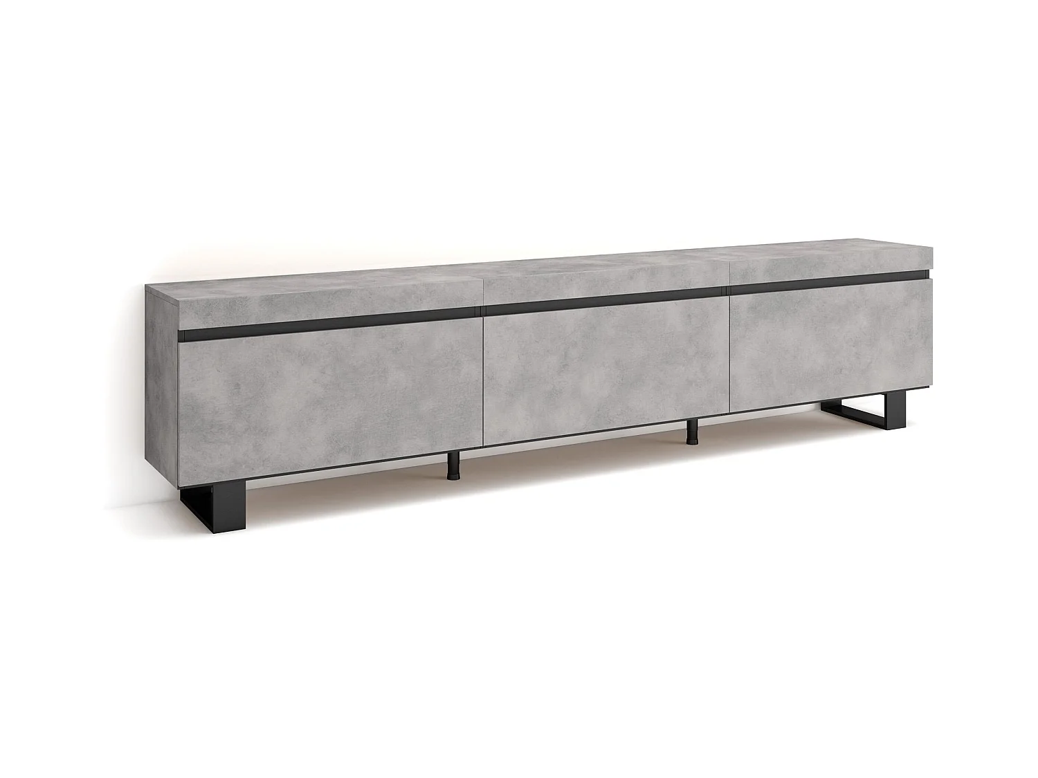 Meuble TV, Banc Télé, 240x35x57 cm, Design industriel, Ciment
