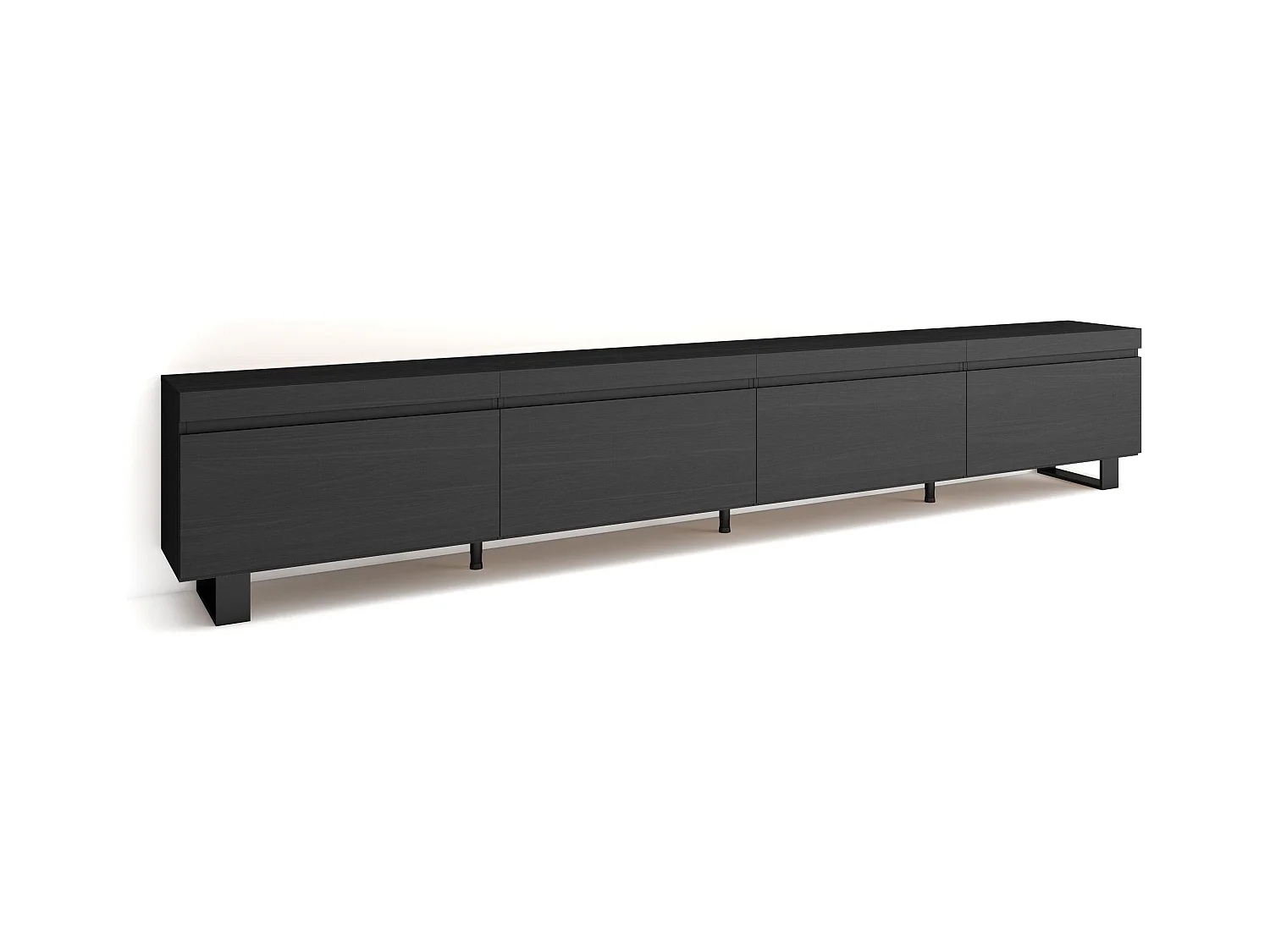 Meuble TV, Banc Télé, 320x35x57 cm, TV grand format, Design industriel, Noir