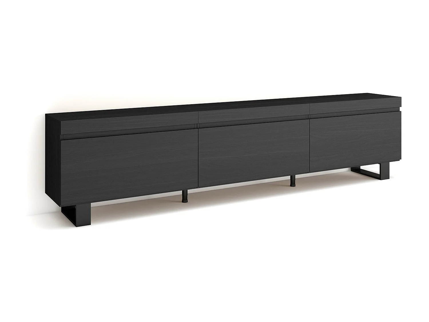 TV-Schrank, Lowboard, 240x35x57cm, Industriedesign, Schwarz