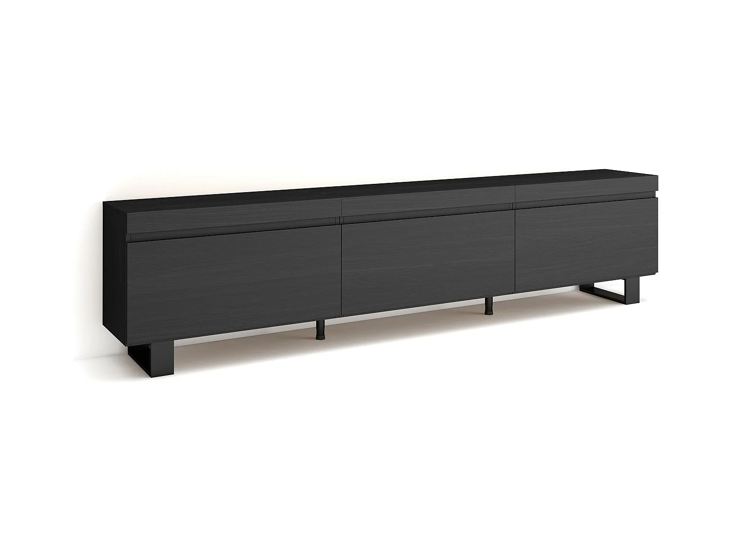 Meuble TV, Banc Télé, 240x35x57 cm, Design industriel, Noir