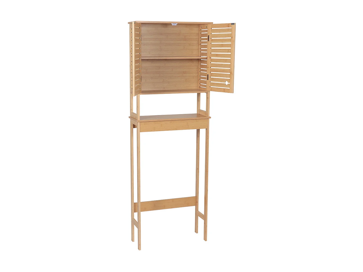 Meuble dessus de Toilettes WC 2 Portes 1 Etagère et 1 Tablette H 172.5 cm - Naturel