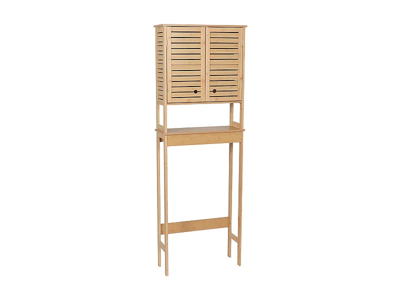 Meuble dessus de Toilettes WC 2 Portes 1 Etagère et 1 Tablette H 172.5 cm - Naturel