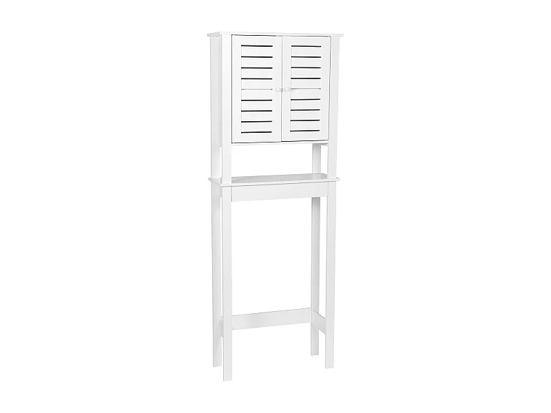 Meuble dessus de Toilettes WC  2 Portes 1 Etagère et 1 Tablette H 173 cm - Blanc