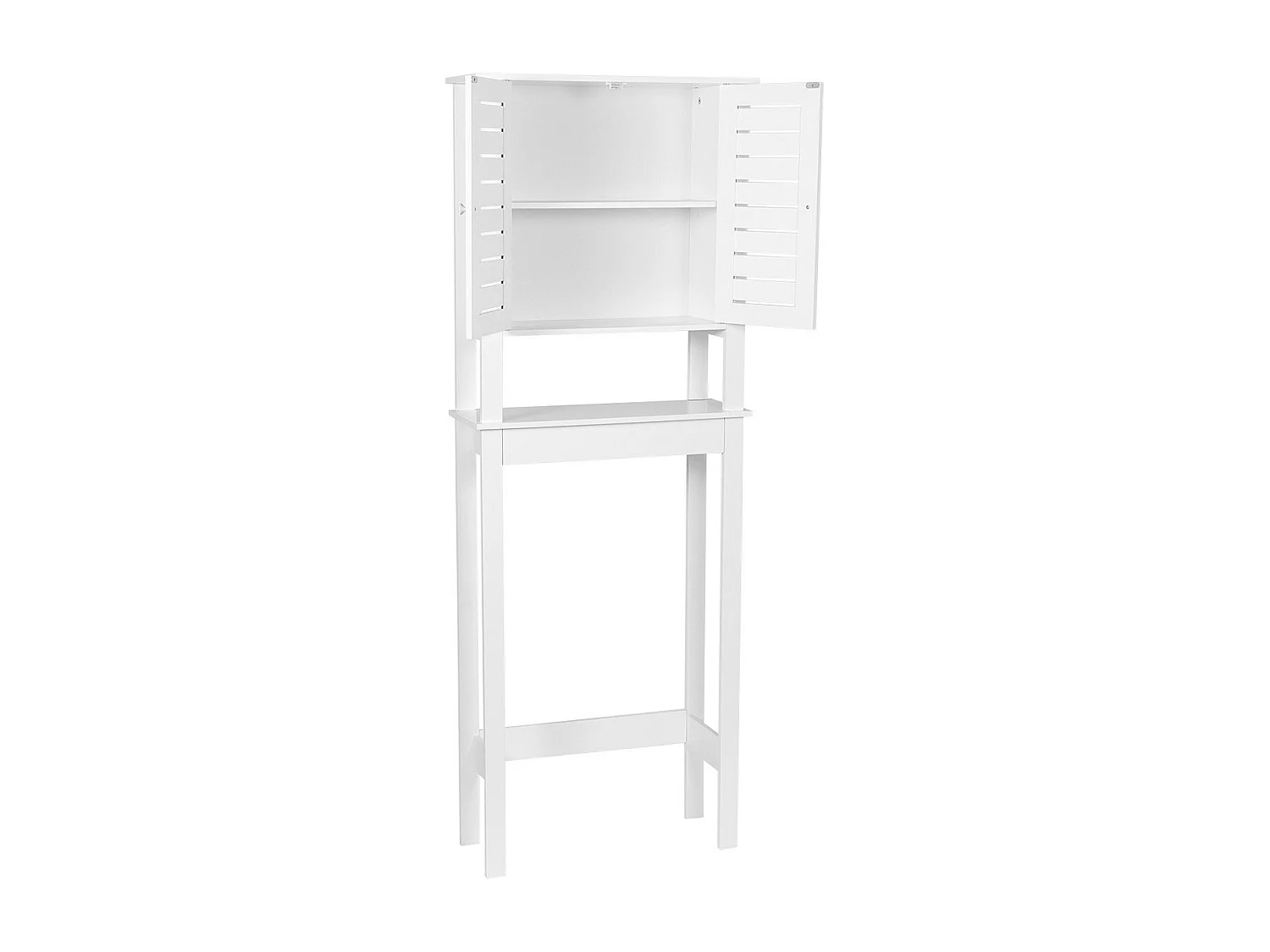 Meuble dessus de Toilettes WC  2 Portes 1 Etagère et 1 Tablette H 173 cm - Blanc