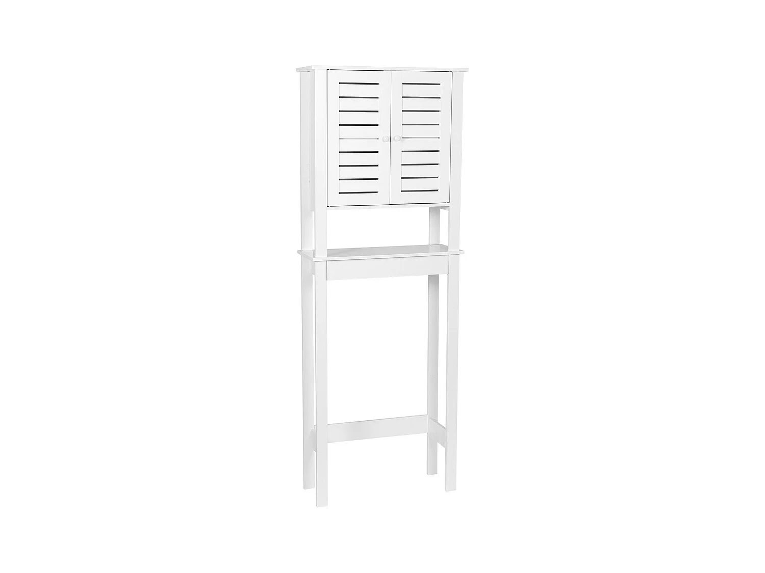Meuble dessus de Toilettes WC  2 Portes 1 Etagère et 1 Tablette H 173 cm - Blanc