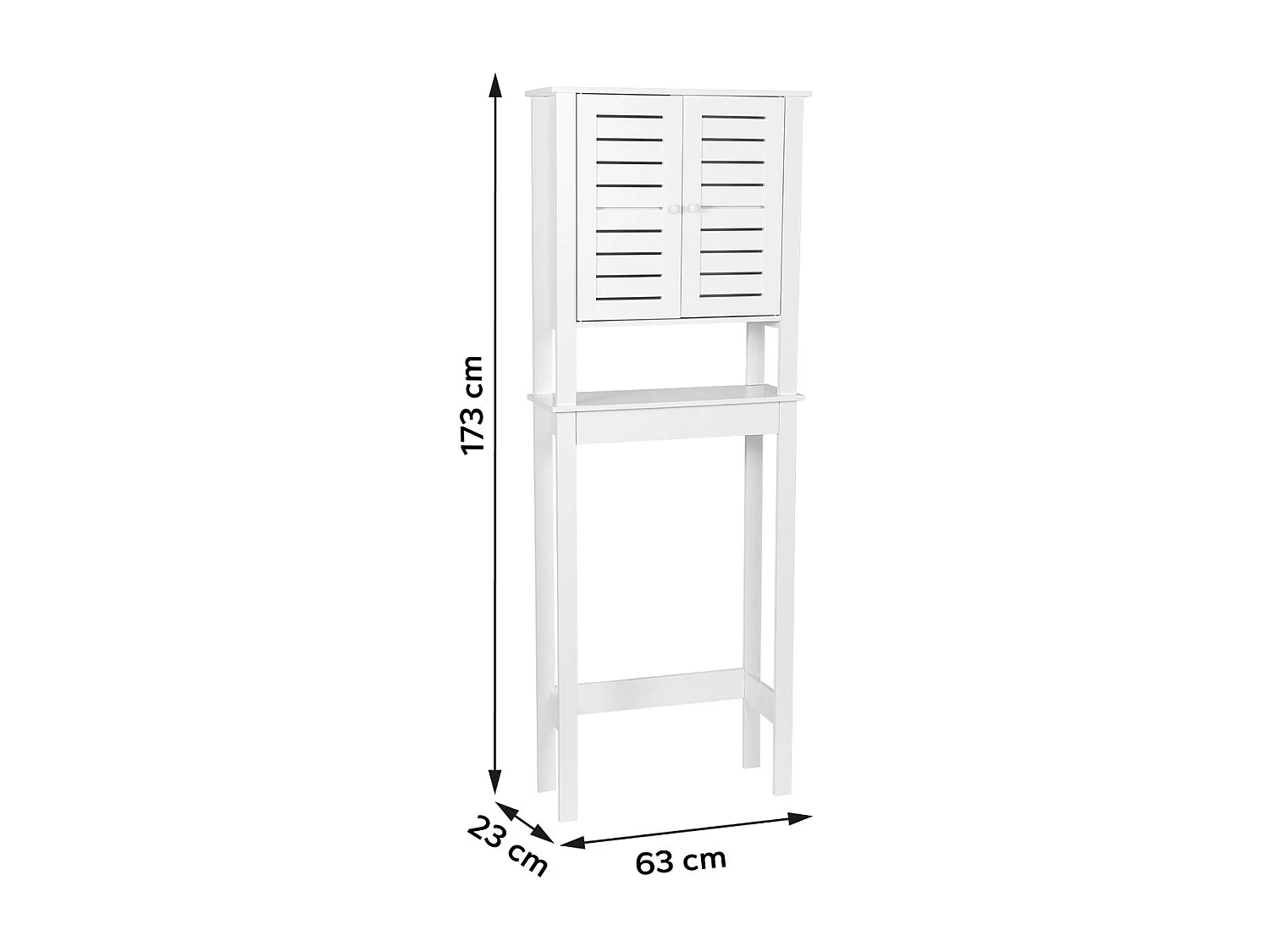 Meuble dessus de Toilettes WC  2 Portes 1 Etagère et 1 Tablette H 173 cm - Blanc