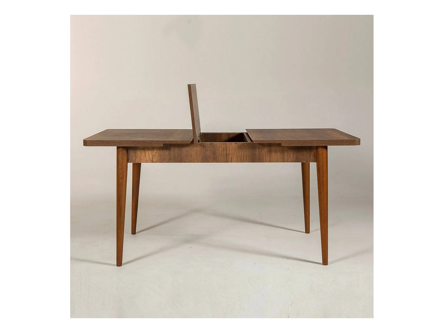 Table à rallonge Atsula, Table console avec rallonges, Table à manger polyvalente, Etagère de cuisine extensible, 130x80h77 cm, Noyer