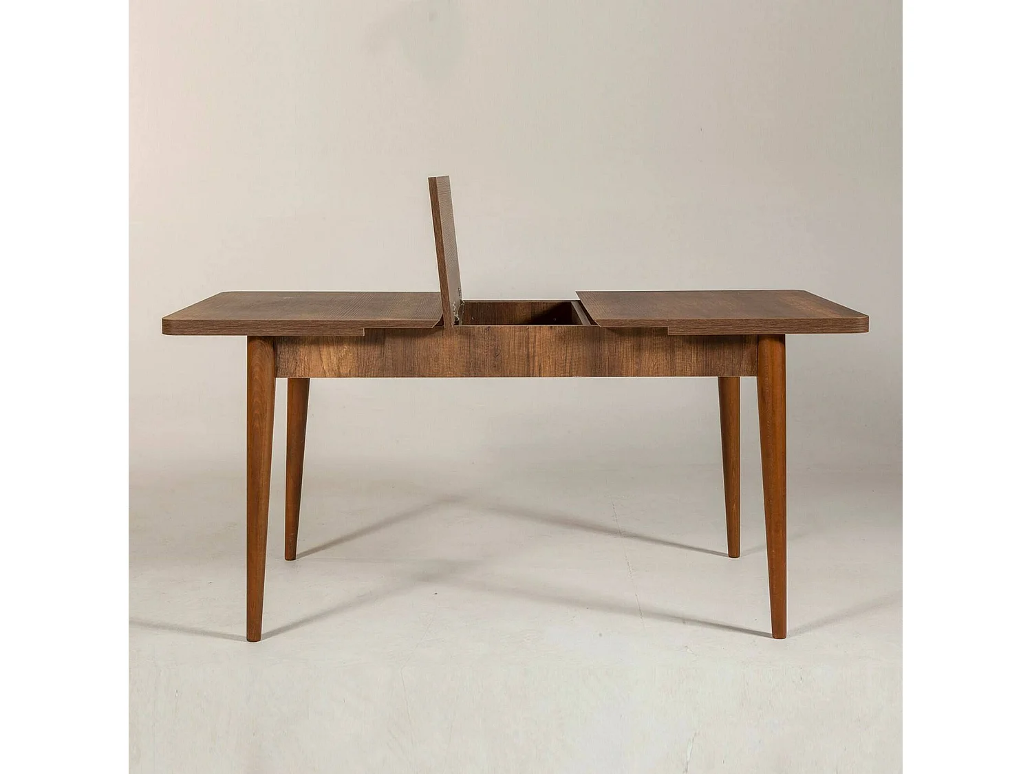 Mesa extensível Dgabriel, Consola com alongamentos, Mesa de jantar multiusos, Prateleira extensível para cozinha, 130x80h77 cm, Nogueira