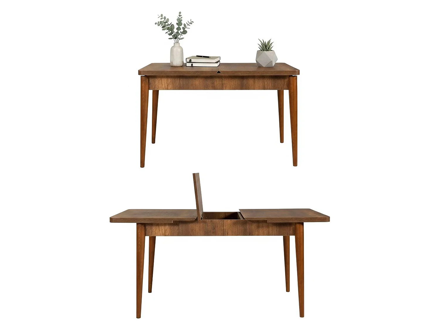 Mesa extensível Dgabriel, Consola com alongamentos, Mesa de jantar multiusos, Prateleira extensível para cozinha, 130x80h77 cm, Nogueira