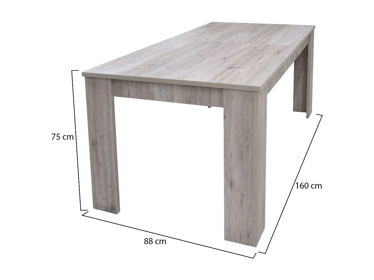 Table à rallonge Albatera, Console extensible, Table à manger extensible, Console de cuisine extensible, 160/220x88h75 cm, Chêne