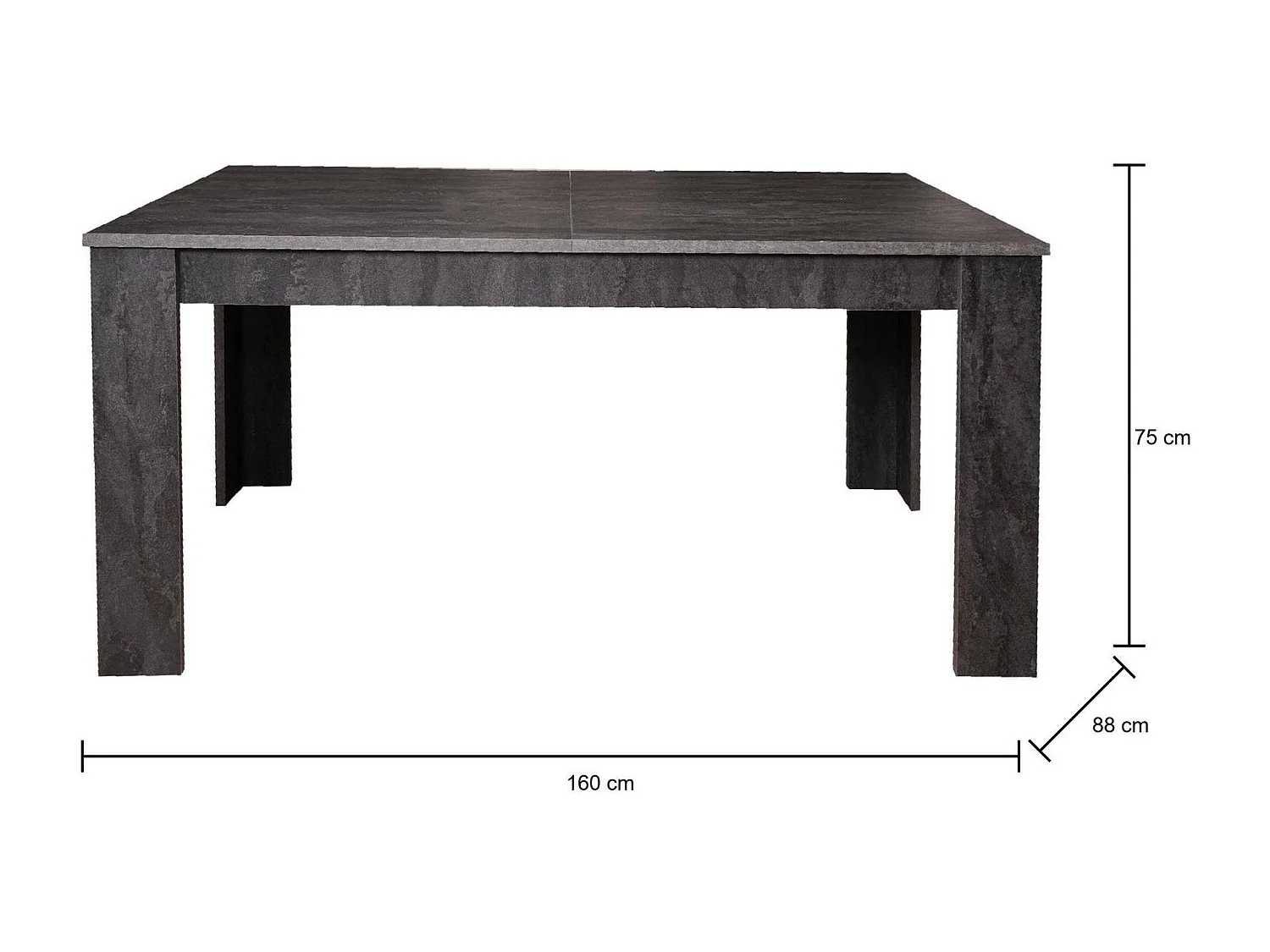 Mesa extensível Albatera, Consola extensível, Mesa de jantar extensível, Consola de cozinha extensível, 160/220x88h75 cm, Cinzento