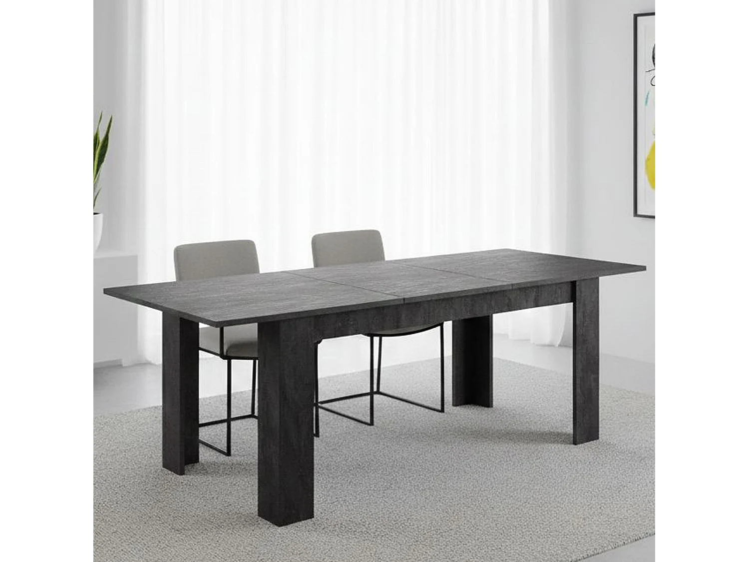Table à rallonge Albatera, Console extensible, Table à manger extensible, Console de cuisine extensible, 160/220x88h75 cm, Gris