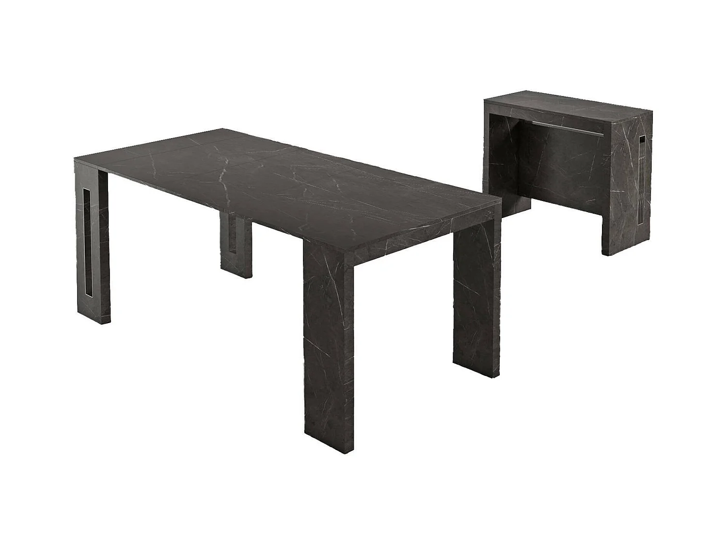 Glicine uitschuifbare console, Uitschuifbare eettafel, Multifunctionele console met verlengstukken, 100% Made in Italy, 186x80h76 cm, Zwart marmer