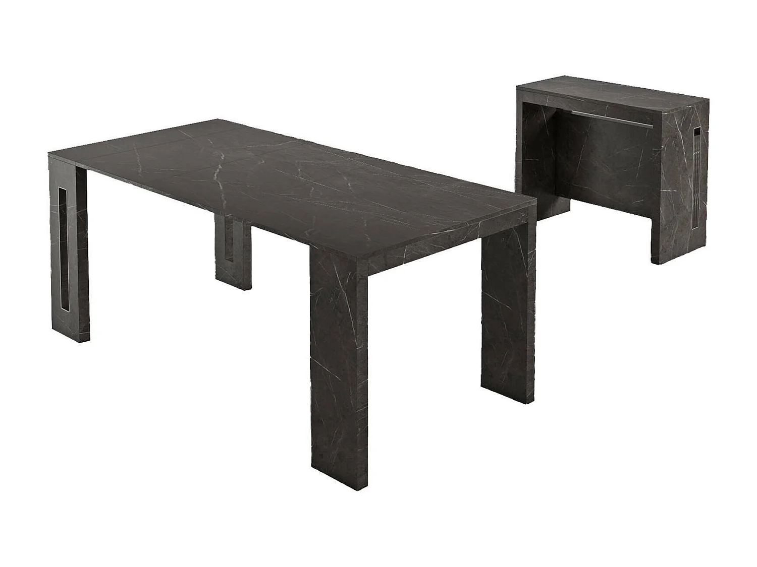 Dmora Uitschuifbare Console Glicine 44x80x76h cm Grijs Marmer 8 Zitplaatsen, Uitschuifbaar Mechanisme Made in Italy