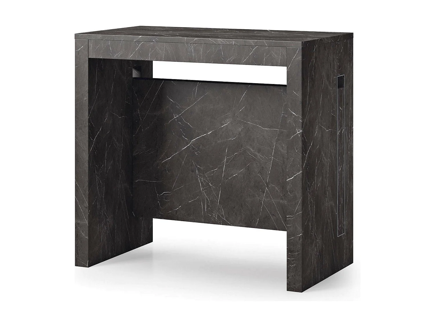 Dmora Uitschuifbare Console Glicine 44x80x76h cm Grijs Marmer 8 Zitplaatsen, Uitschuifbaar Mechanisme Made in Italy