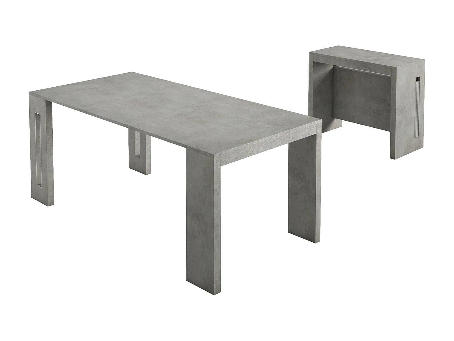 Console extensible Glicine, Table à manger extensible, Console polyvalente avec rallonges, 100% Made in Italy, 186x80h76 cm, Ciment