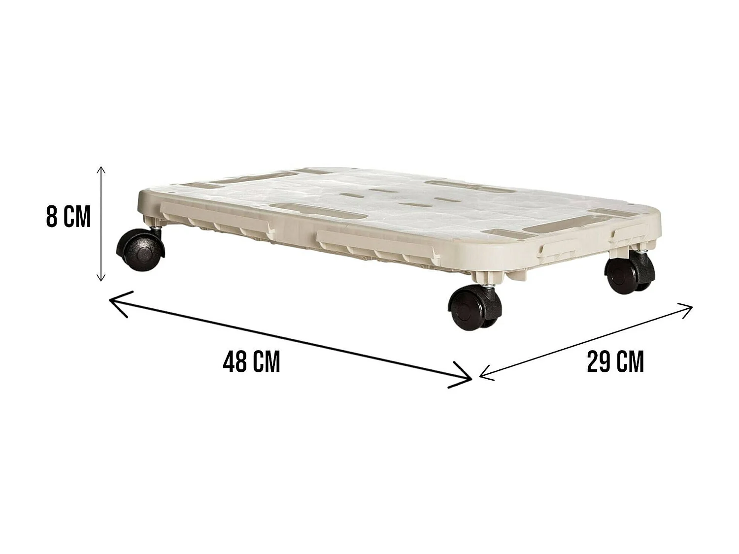 Plateforme à roulettes Zottegem, Chariot polyvalent, Plateforme mobile pour objets, 100% Made in Italy, 48x29h8 cm, Beige
