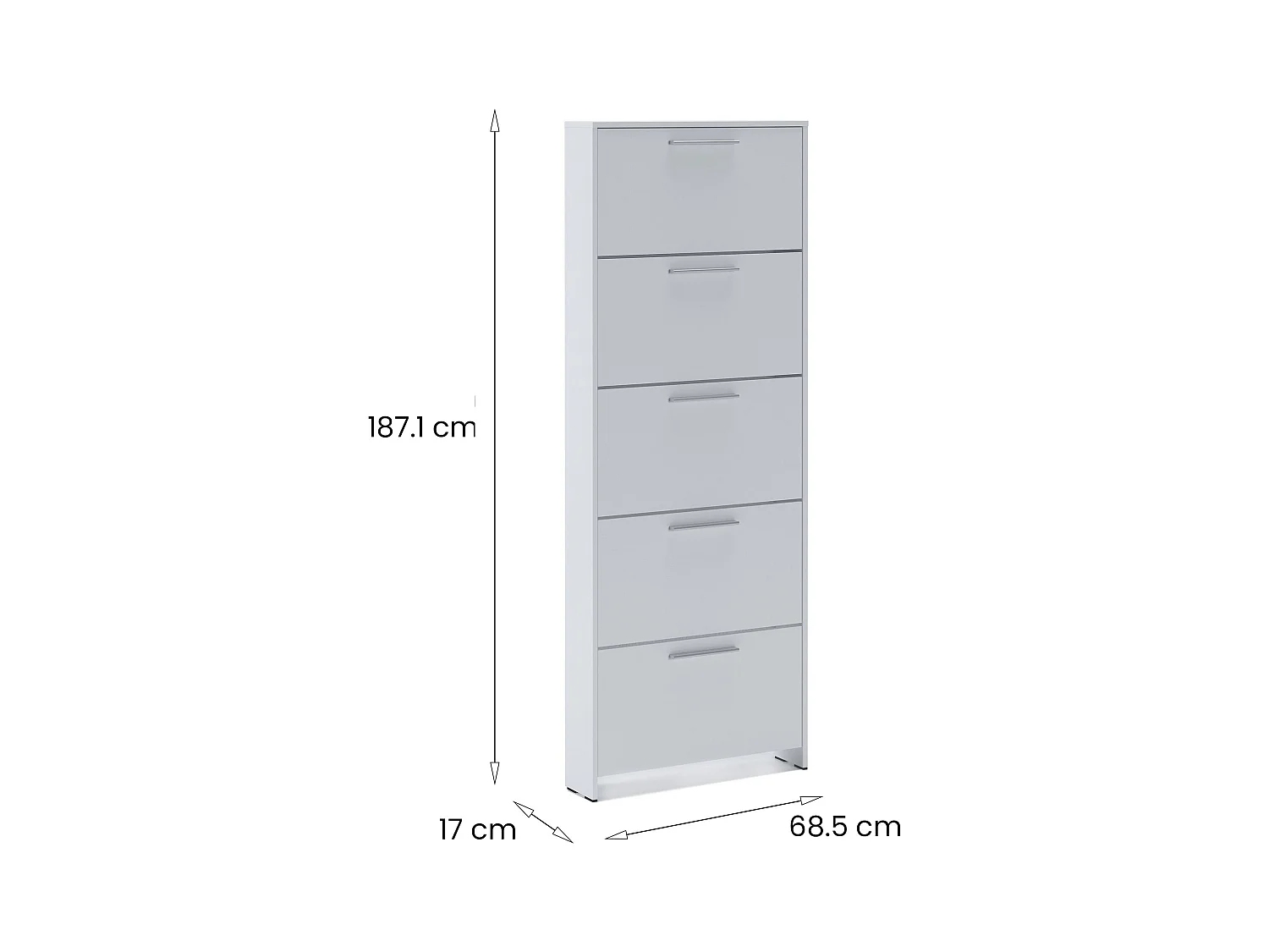 Dzuze Schoenenrek, Schoenenrek Kast, KledingkastMultifunctionele ingang, Schoeiselkast, 69x17h187 cm, Wit