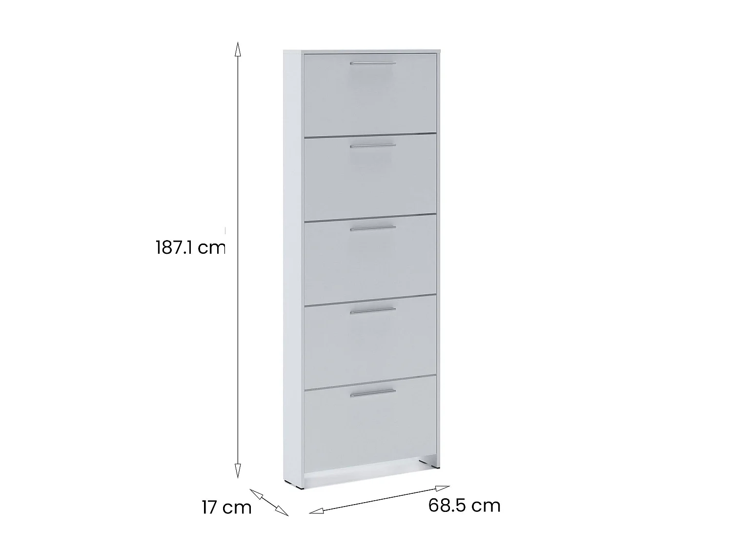 Zapatero Dzuze, Zapatero, Armario de entrada multiusos, Zapatero, 69x17h187 cm, Blanco