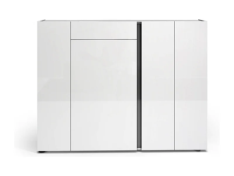 Sapateira Dbilaltour, Sapateira, Armário de entrada multiuso, Sapateira, Made in Italy, 149x33h115 cm, Branco brilhante e Antracite