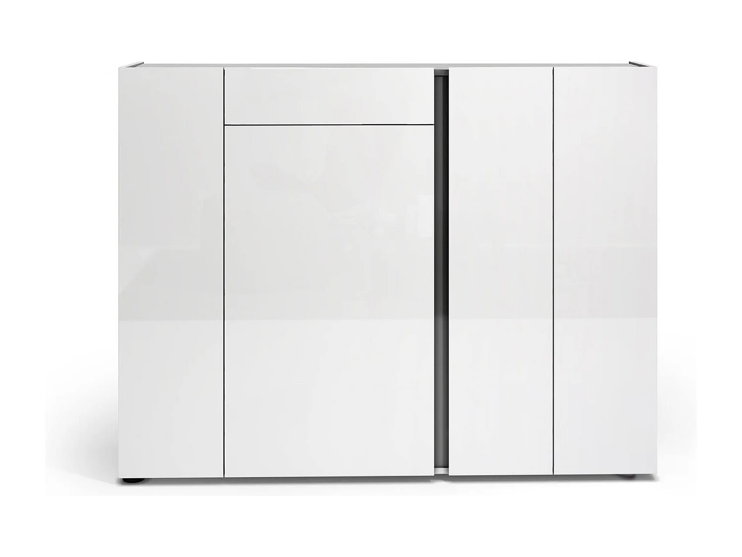 Armoire à chaussures Aureliano, un tiroir Made in Italy, 33x149x115h cm Blanc Brillant, Meuble à chaussures