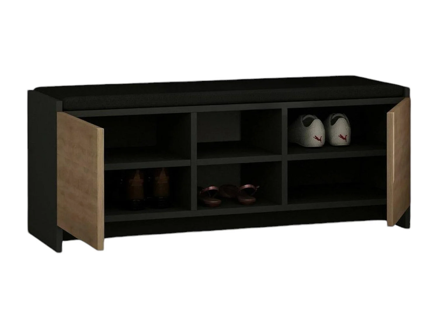 Dbarrec-schoenkast, schoenkast, mult-ingangskastIuso, schoenenmeubel, 110x37h43 cm, antraciet en eiken