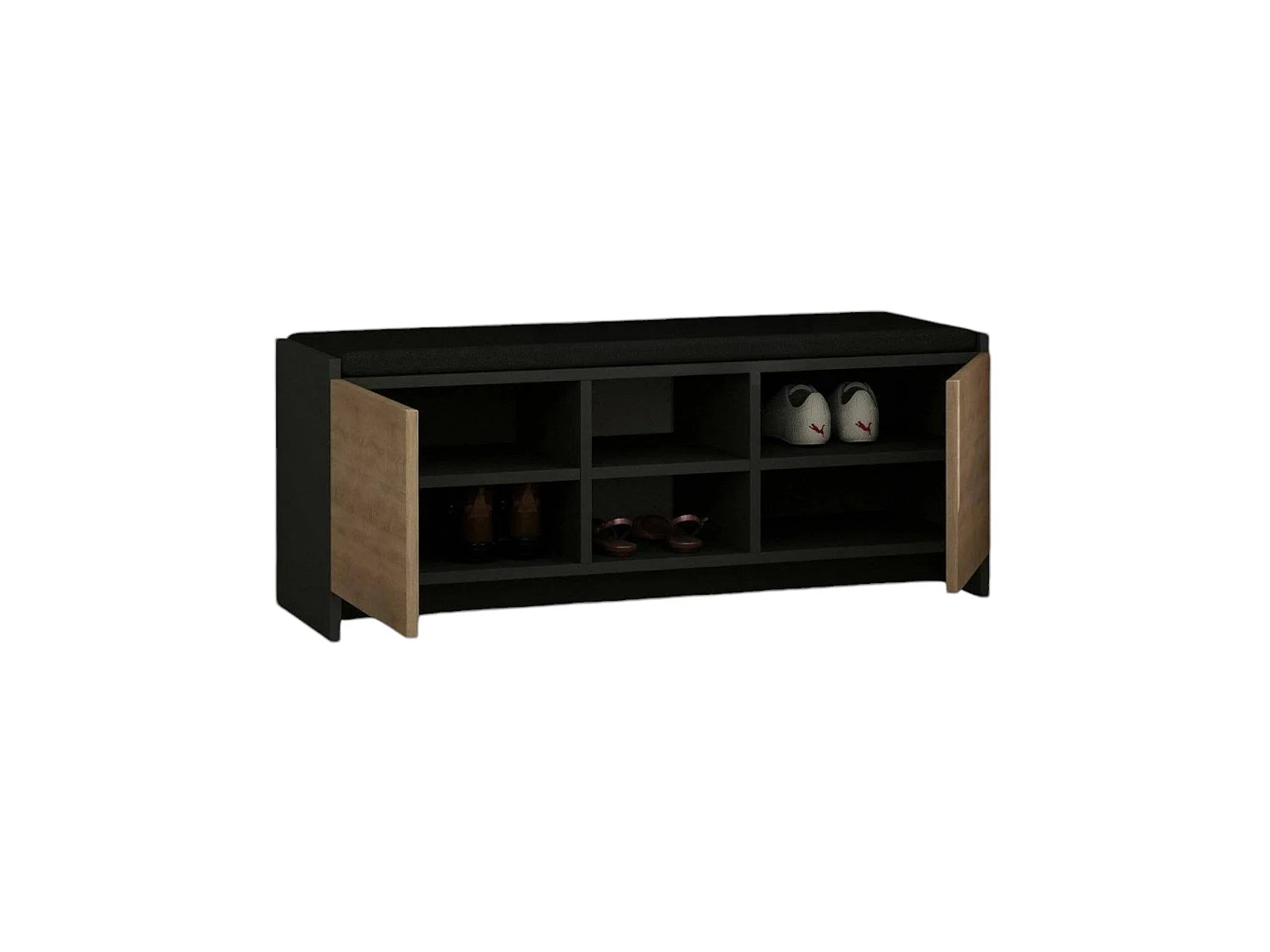 Scarpiera Axar, un Ripiano, 37x110x43h cm Nero Antracite, Mobile Portascarpe