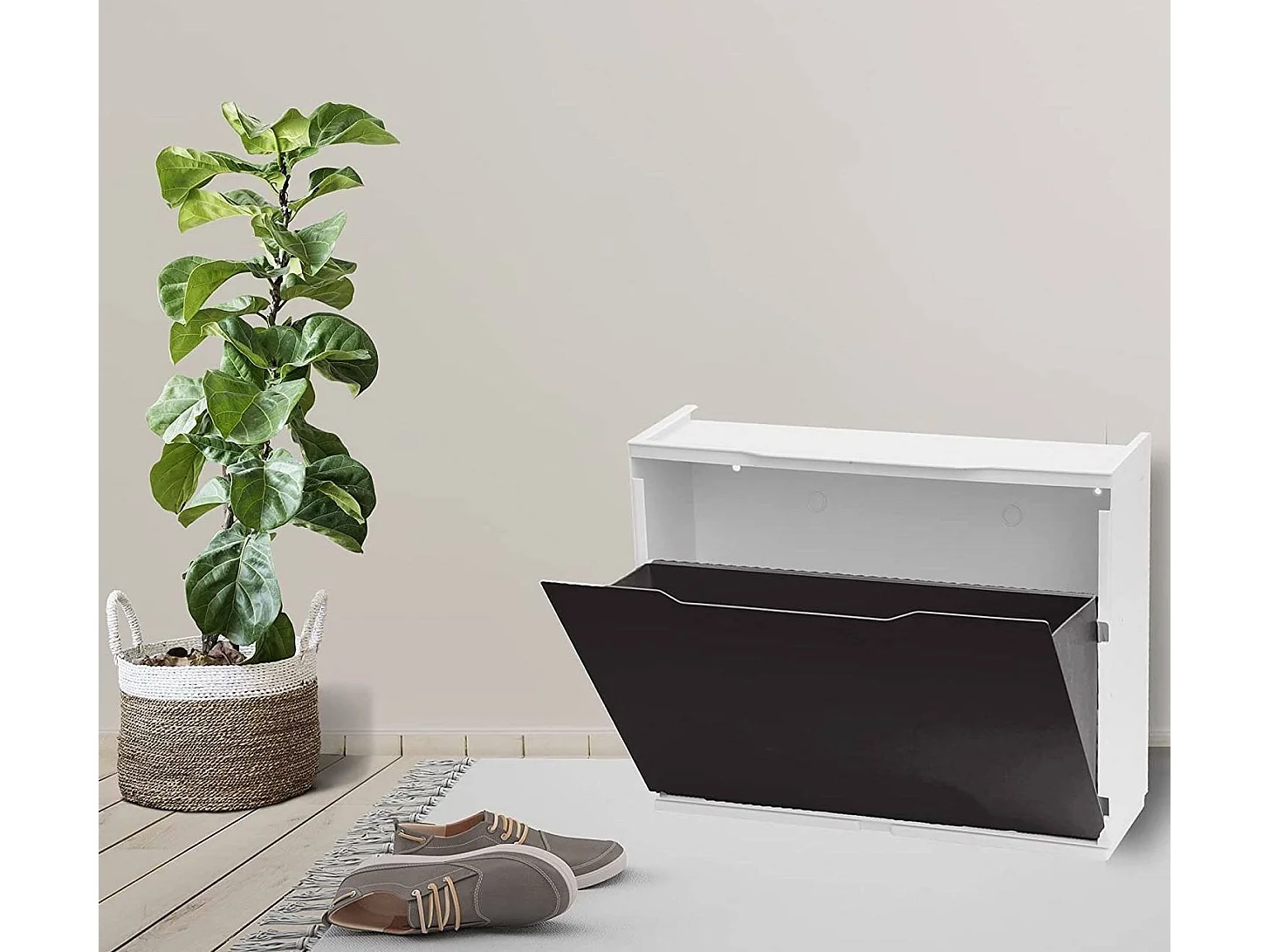 Dmora Schuhständer mit 1 aromatisierter Tür in Polypropylen, Innen oder äußeren modularen Kabinett, 100% Made in Italy, 51x18h40 cm, braune Farbe