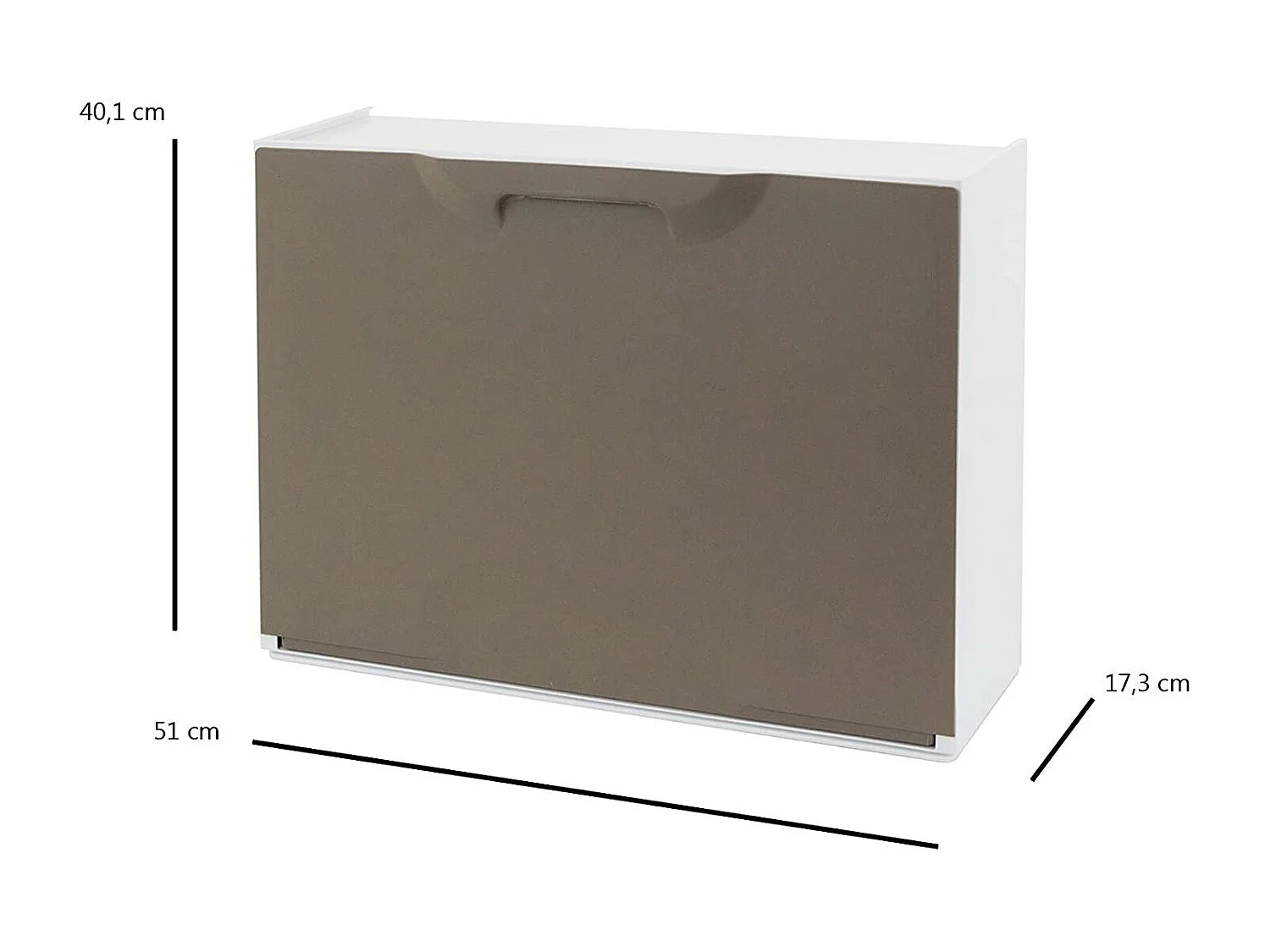 Damatucc Schoenenrek, Ruimtebesparend Schoenenrek, Entree Schoenenrek, 1-Sle Schoenenkast, 100% Made in Italy, 51x17h40 cm, Tortora