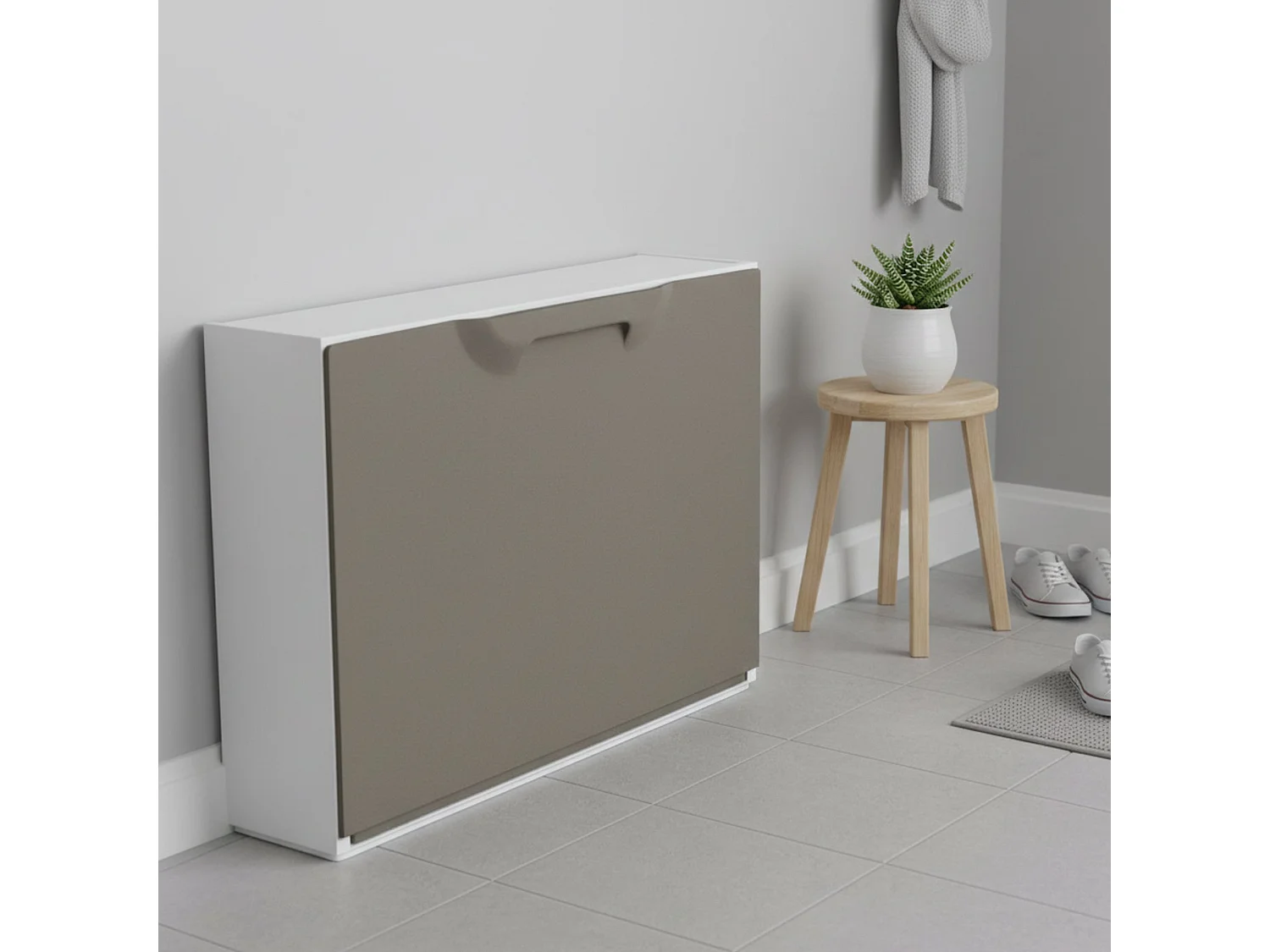 Damatucc Schoenenrek, Ruimtebesparend Schoenenrek, Entree Schoenenrek, 1-Sle Schoenenkast, 100% Made in Italy, 51x17h40 cm, Tortora