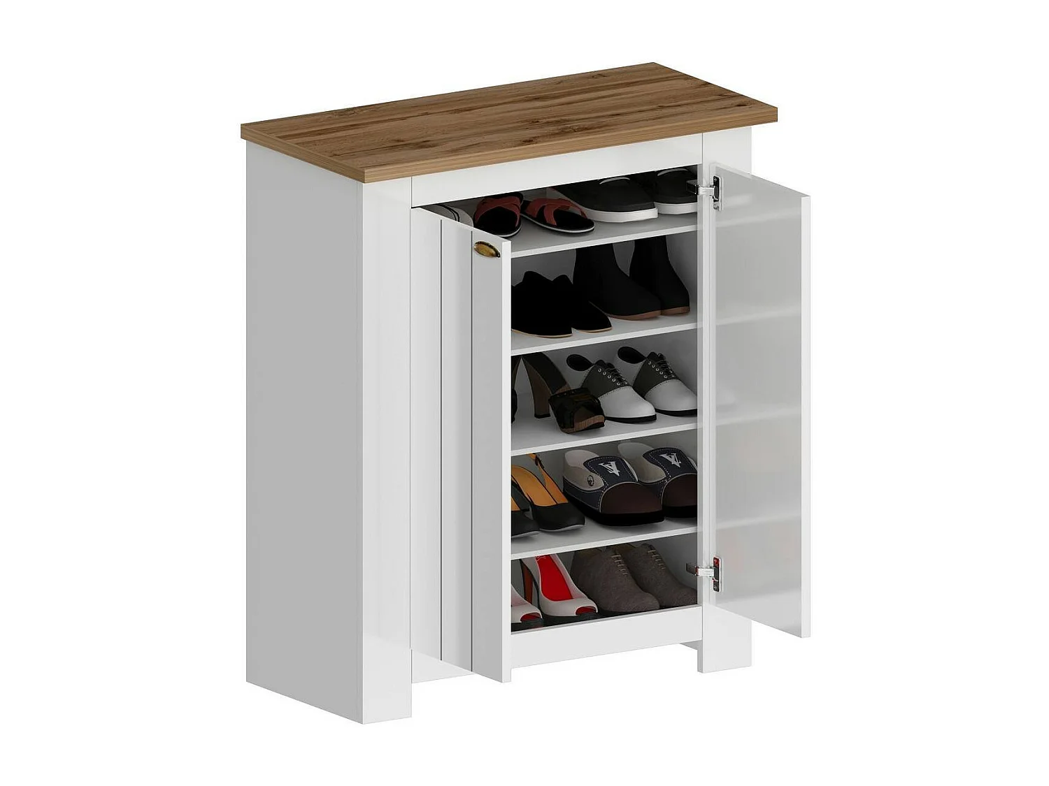 Dmora - Scarpiera Adriatica, 84x42h100 cm, Bianco e Rovere