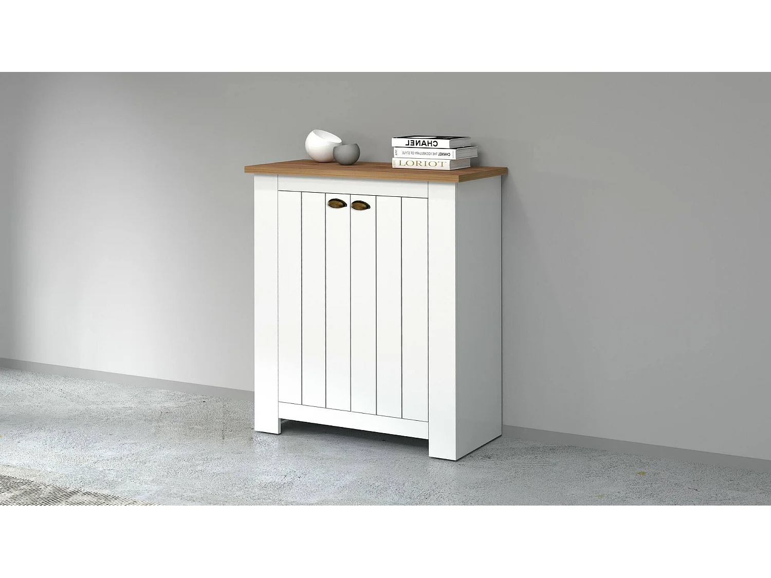 Dmora - Scarpiera Adriatica, 84x42h100 cm, Bianco e Rovere