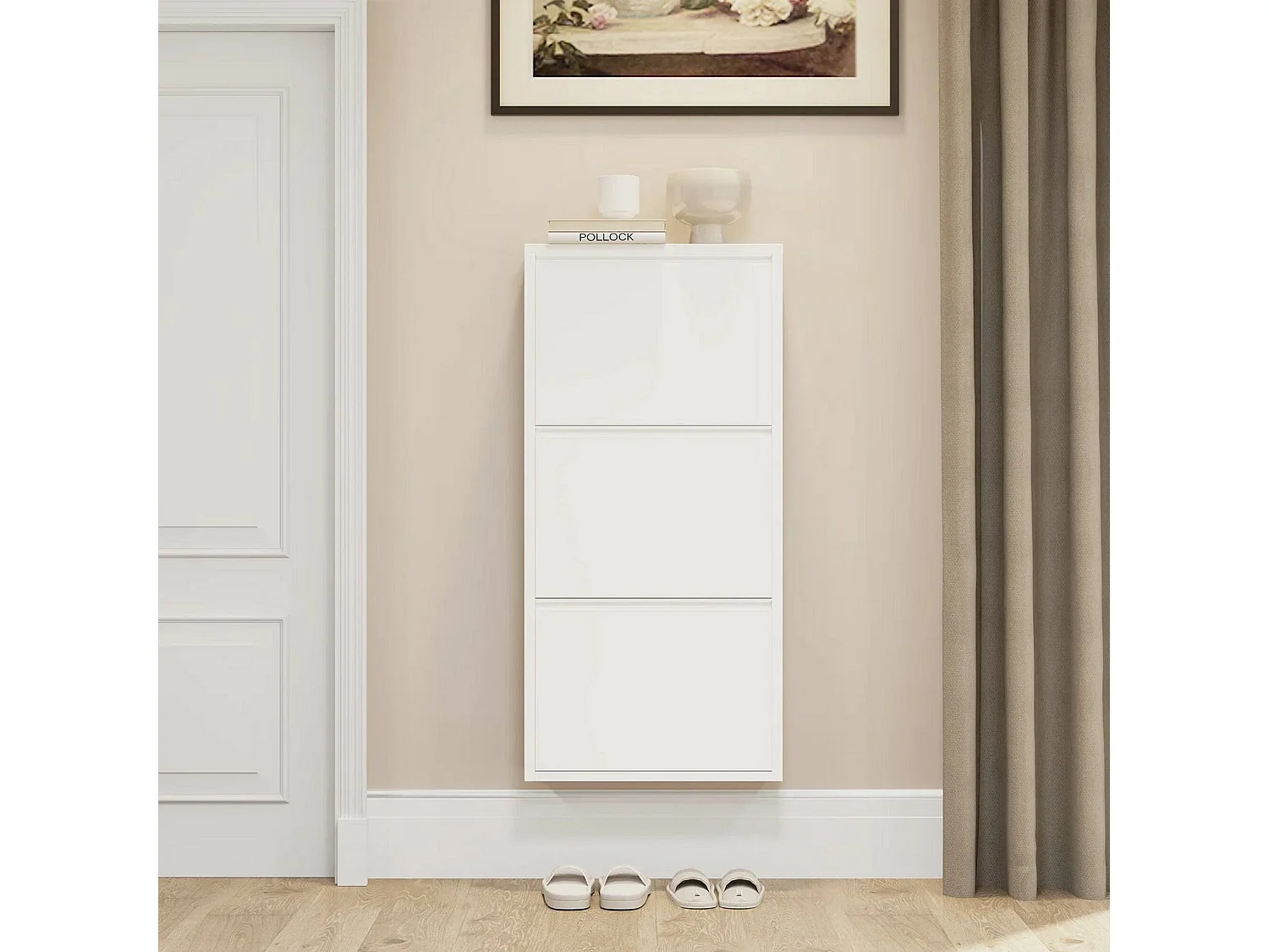 Danacleri Schoenenrek, Metalen Schoenenrek Kast, Multifunctionele Entreekast, Schoenenkast, 50x15h104cm, Wit