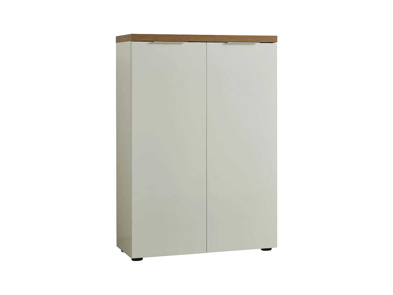 Dmora - Scarpiera Dublino, 80x34h115 cm, Bianco lucido e Rovere