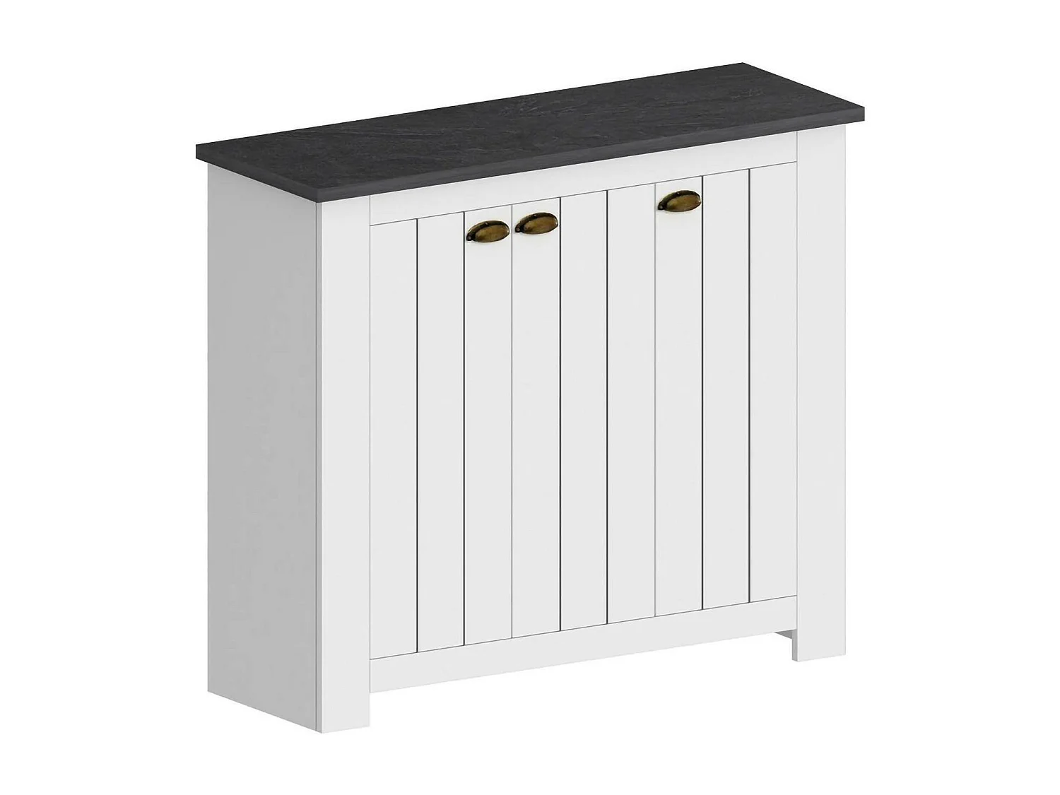Étagère à chaussures Tolomeo, étagère à chaussures peu encombrante avec 3 portes, armoire d'entrée multifonctionnelle, 114x42h100 cm, Blanc et Ardoise