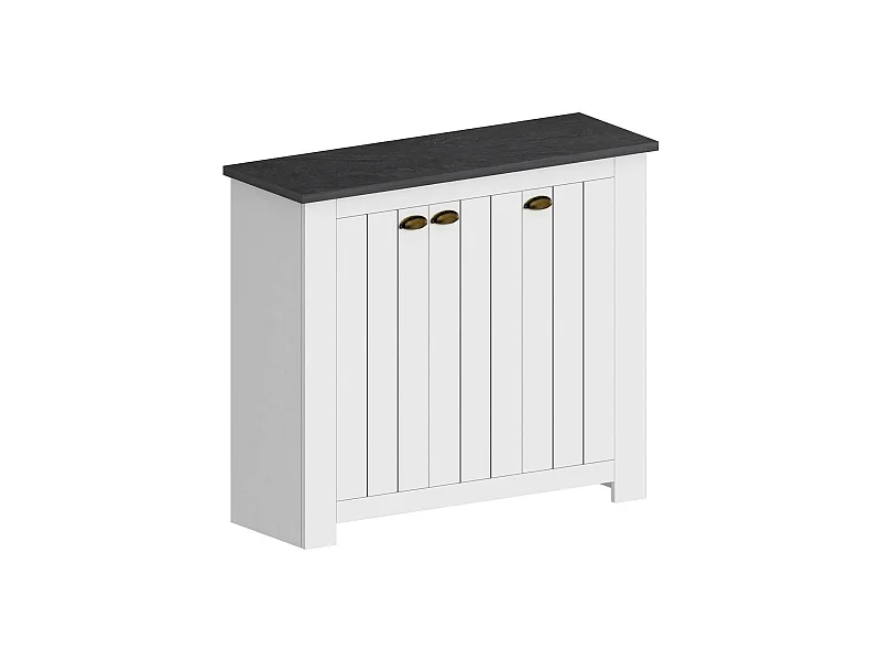 Dcigarin schoenenrek, ruimtebesparende schoenenrek met 3 deuren, met inkomh, 114x42h100 cm, Wit en leisteen